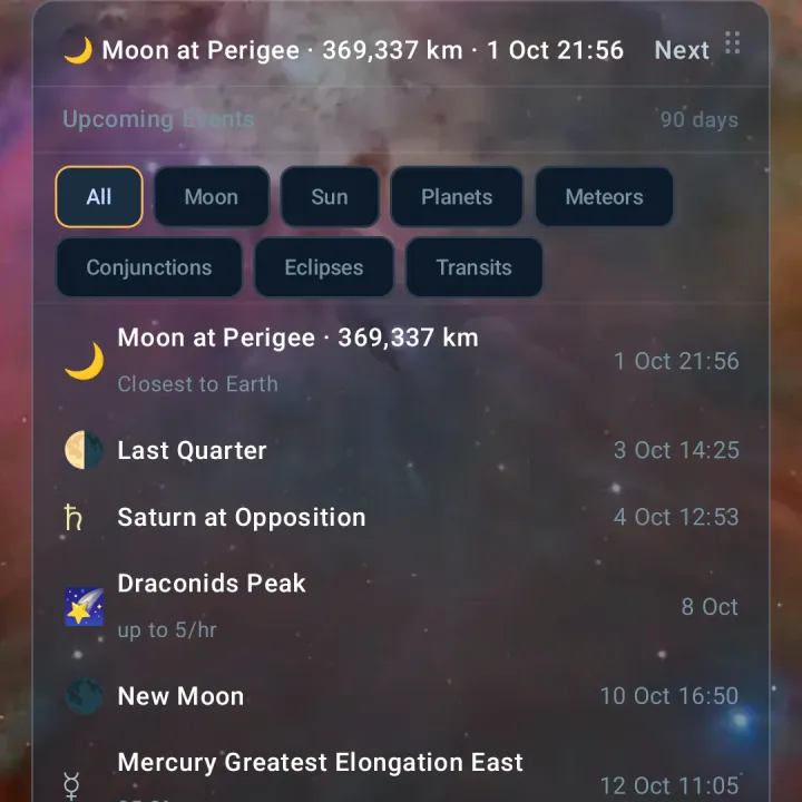 Orrery Next card