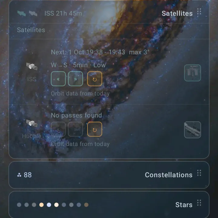 Orrery Satellites card