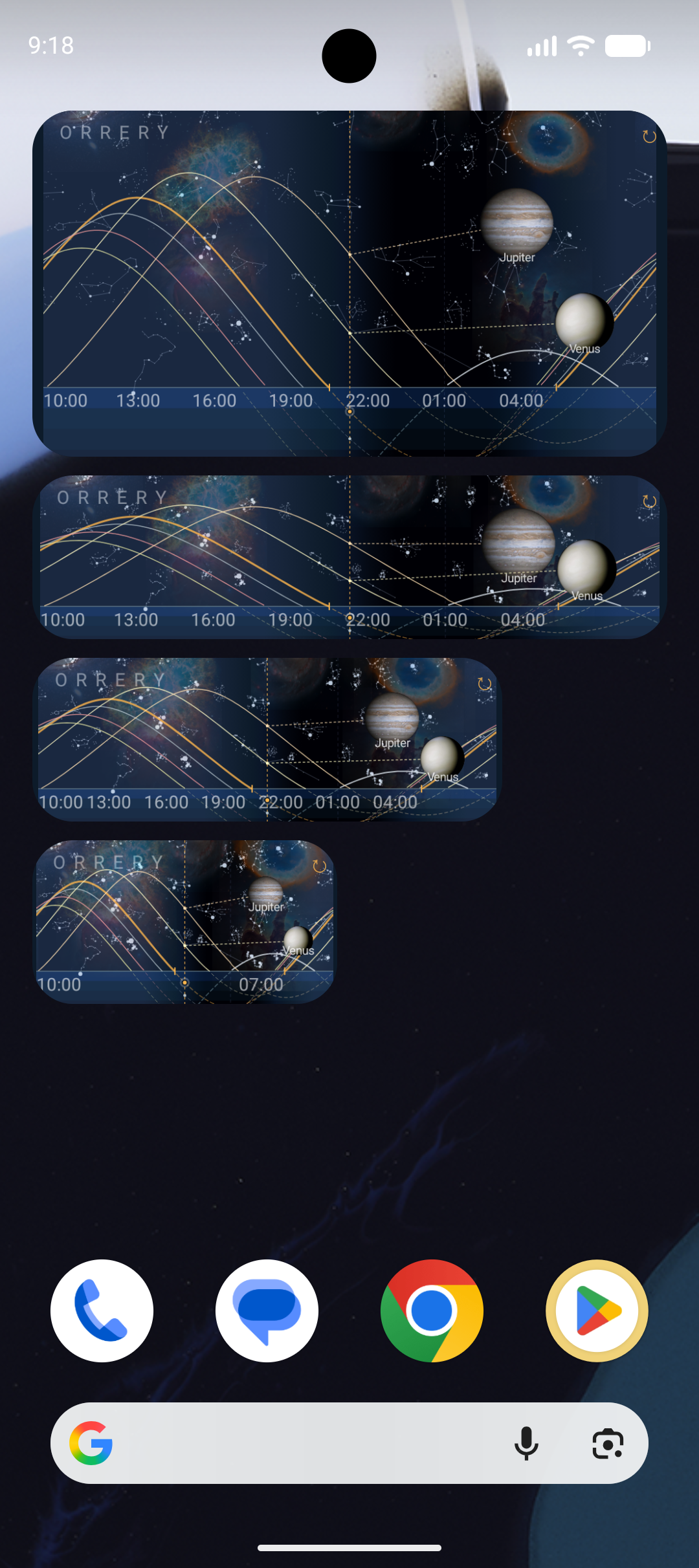 Orrery home screen widget